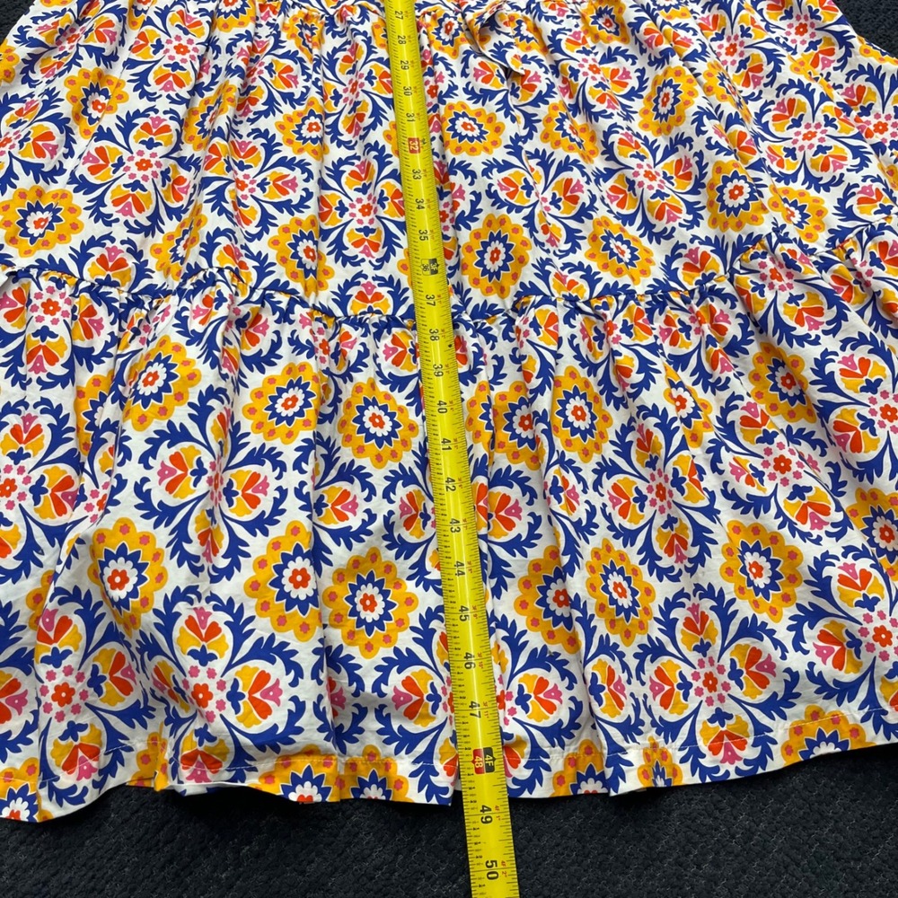 Boden Alba Blue Orange Floral Cotton Tiered Maxi Dress Belted Sz 2P Mosaic Bloom - Picture 9 of 9